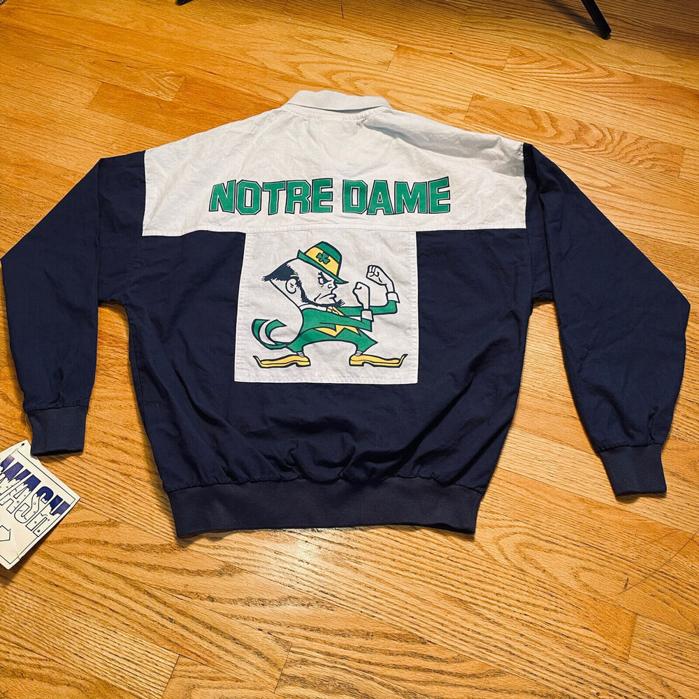 Vintage Norte Dame Warmup Jacket Shirt College Concepts NCAA Size Large